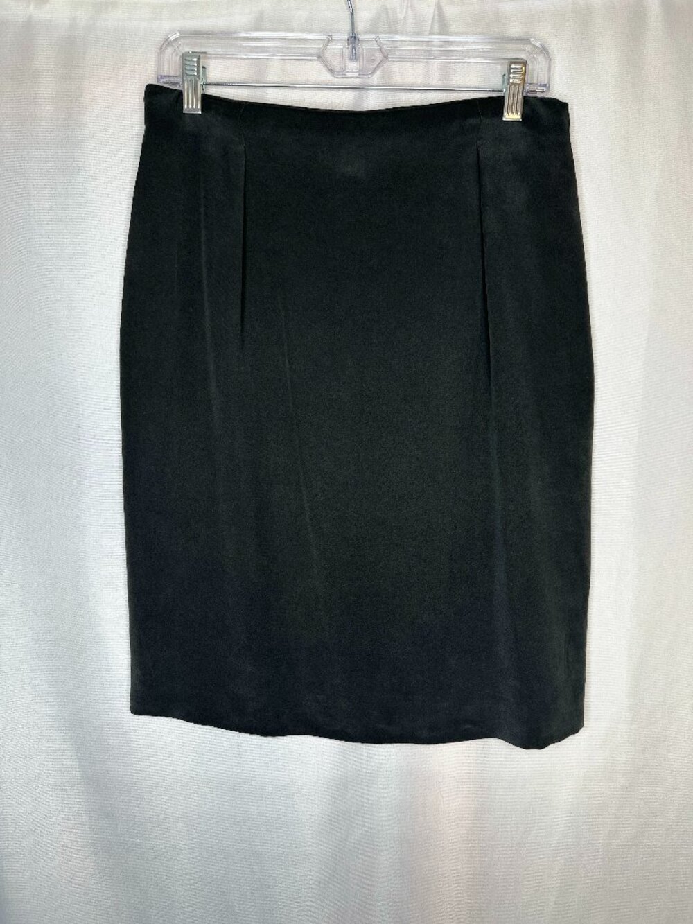 Jones New York Black Silk Straight Skirt, Size 12 90s City Office Business